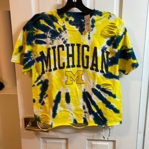 University of Michigan navy and Maize tie dyed distressed